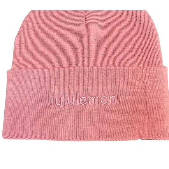 Lululemon Pink Tide Beanie With Embroidered Spell Out Logo - NWT - Picture 5 of 5